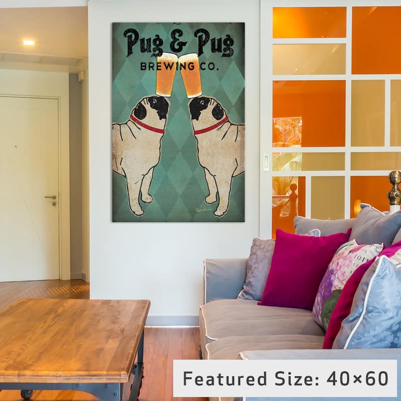 iCanvas Pug and Pug Brewing by Ryan Fowler Canvas Print