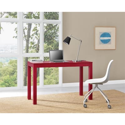 Ameriwood Home Parsons Red XL Desk with 2 Drawers