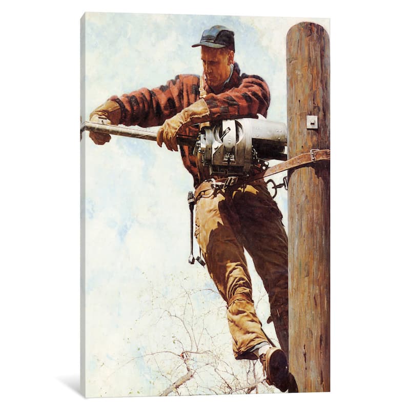 iCanvas The Lineman by Norman Rockwell Canvas Print