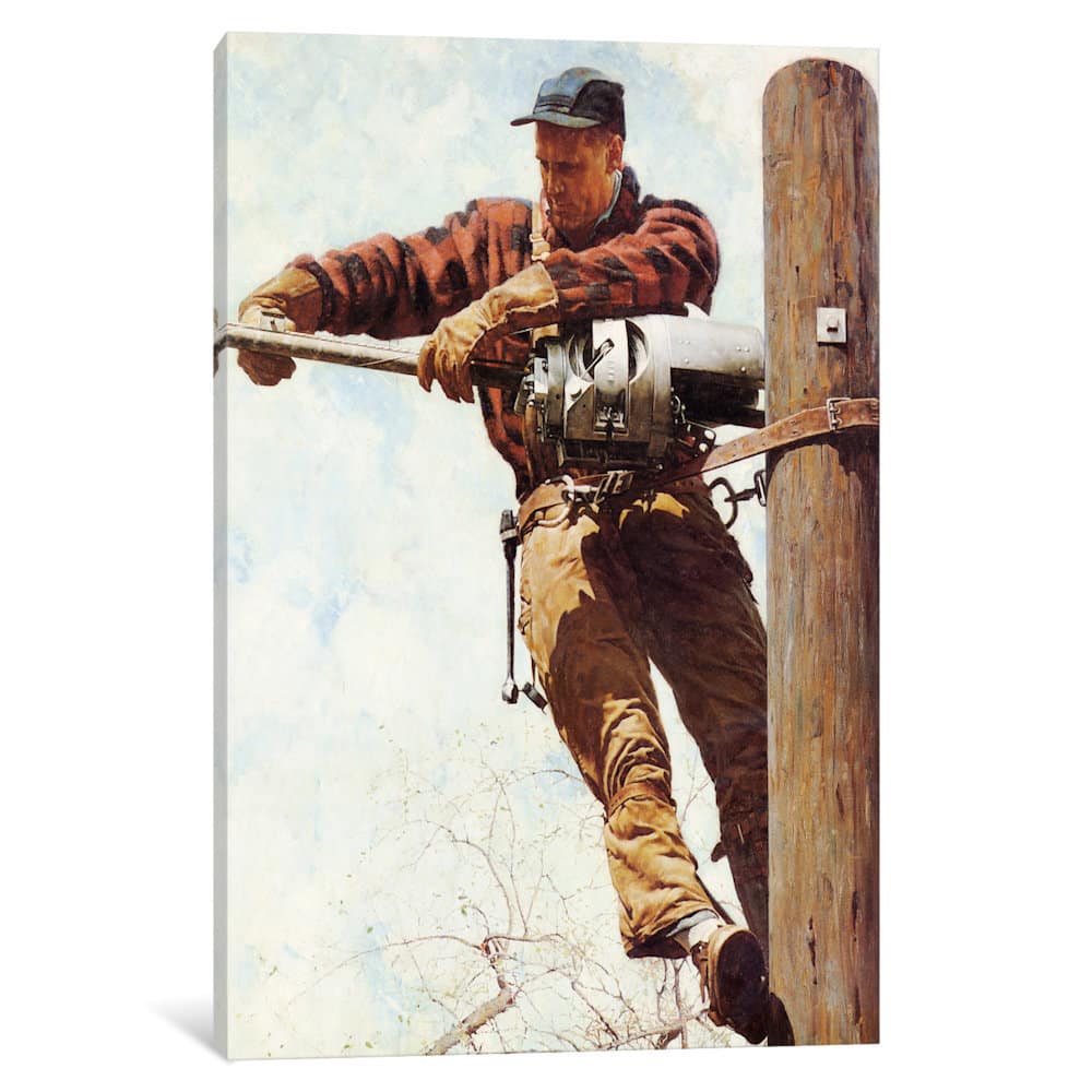 iCanvas The Lineman by Norman Rockwell Canvas Print
