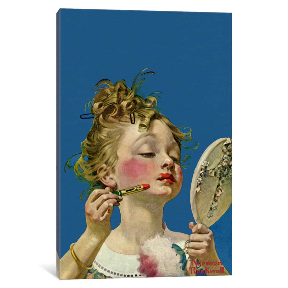 iCanvas 'Little Girl with Lipstick' by Norman Rockwell Canvas Print