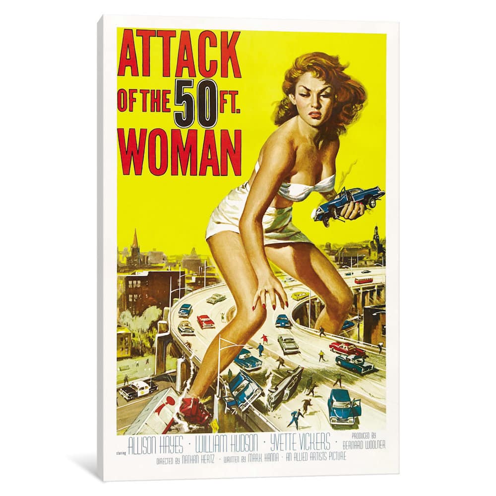 iCanvas Attack of The 50 Foot Woman Vintage Movie Poster by Reynold Brown Canvas Print