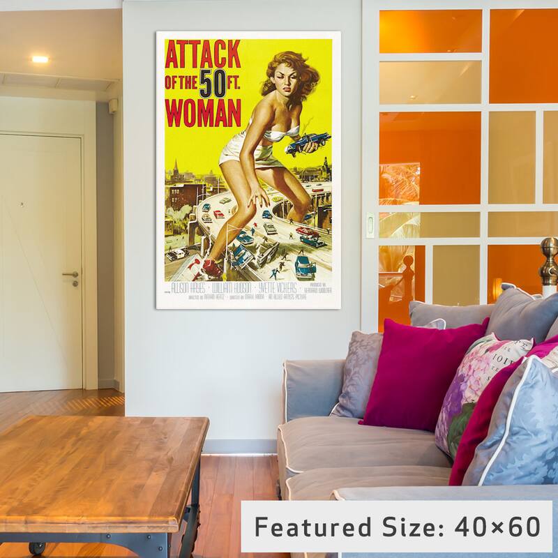 iCanvas Attack of The 50 Foot Woman Vintage Movie Poster by Reynold Brown Canvas Print
