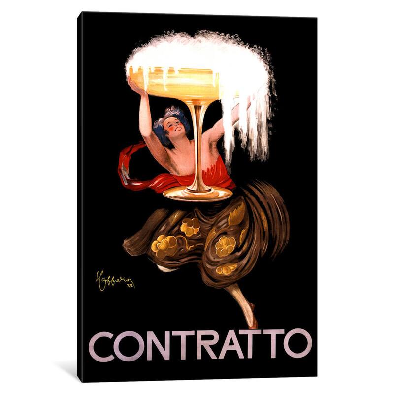iCanvas Contratto Champagne Wine Ad Vintage Posterleonetto Cappiello by Leonetto Cappiello Canvas Print