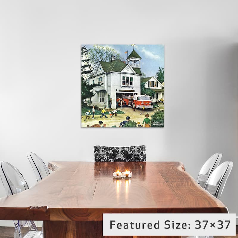 iCanvas The New American LaFrance is Here (Firehouse) by Norman Rockwell Canvas Print