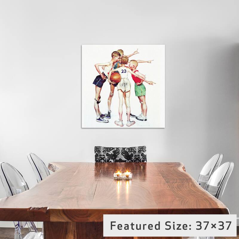 iCanvas Oh yeah (Four Sporting Boys: Basketball) by Norman Rockwell Canvas Print