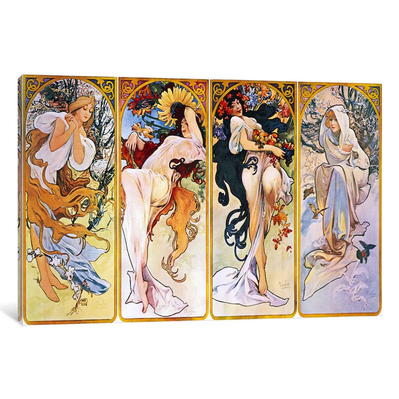 iCanvas The Four Seasons (1895) by Alphonse Mucha Canvas Print