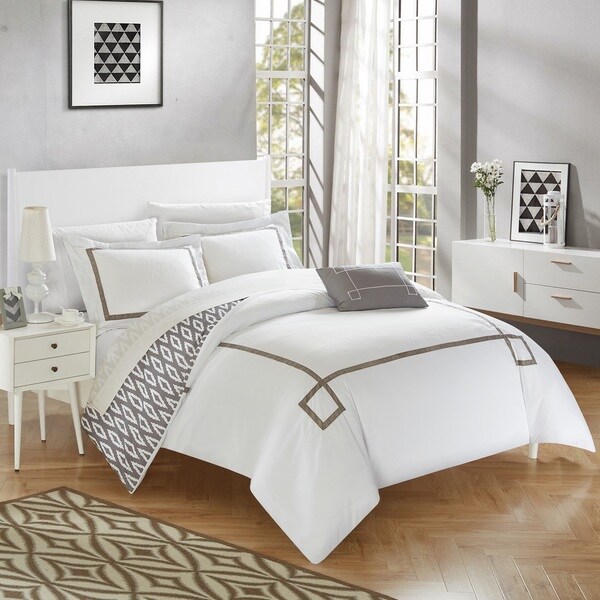 Chic Home 8-Piece Xanti Grey BIB Duvet Set