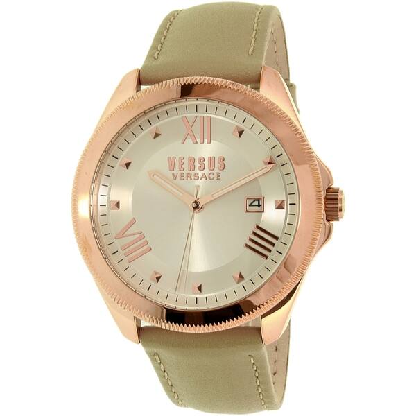 Shop Versus By Versace Women S Elmont Beige Leather Quartz Watch