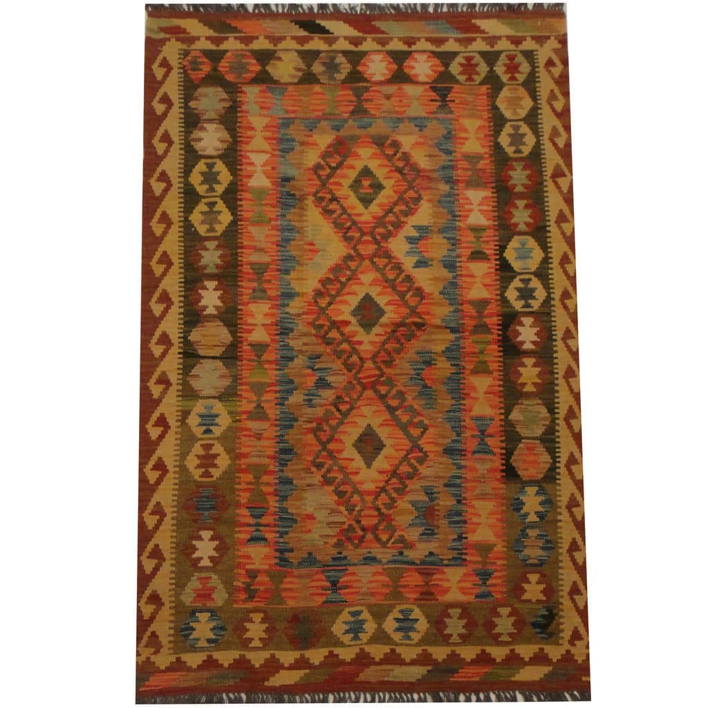 Handmade Wool Kilim Rug (Afghanistan) - 3'4 x 5'11
