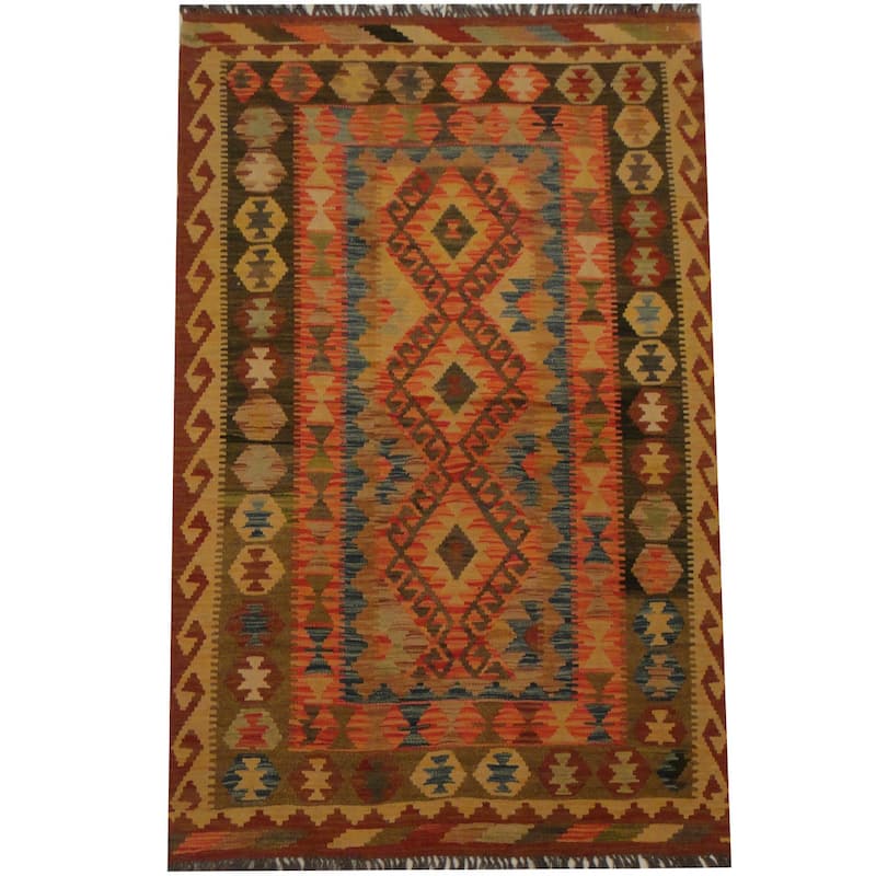 Handmade Wool Kilim Rug (Afghanistan) - 3'4 x 5'11