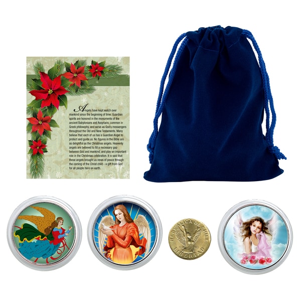 American Coin Treasures Christmas Angel Coins in Blue Pouch