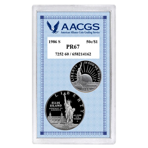 Proof 1986S Statue of Liberty Centenial Commemorative Half Dollar and Dollar Collection Graded PR67
