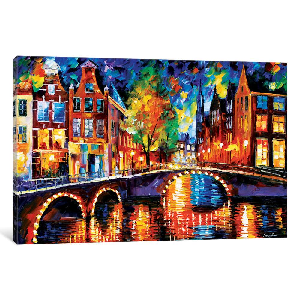 iCanvas The Bridges Of Amsterdam by Leonid Afremov Canvas Print