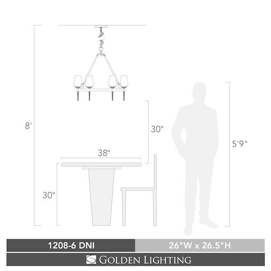 Golden Lighting Marcellis #1208-6 DNI 6-light Chandelier