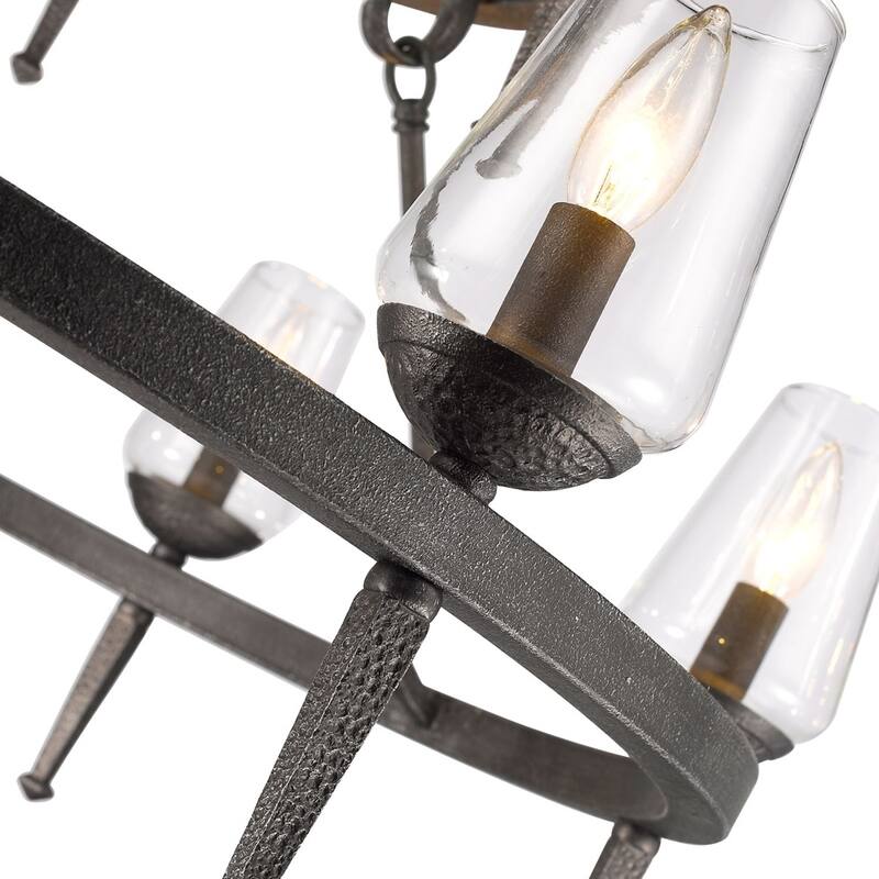 Golden Lighting Marcellis Dark Iron Steel 2-tier 9-light Chandelier
