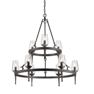 Golden Lighting Marcellis Dark Iron Steel 2-tier 9-light Chandelier