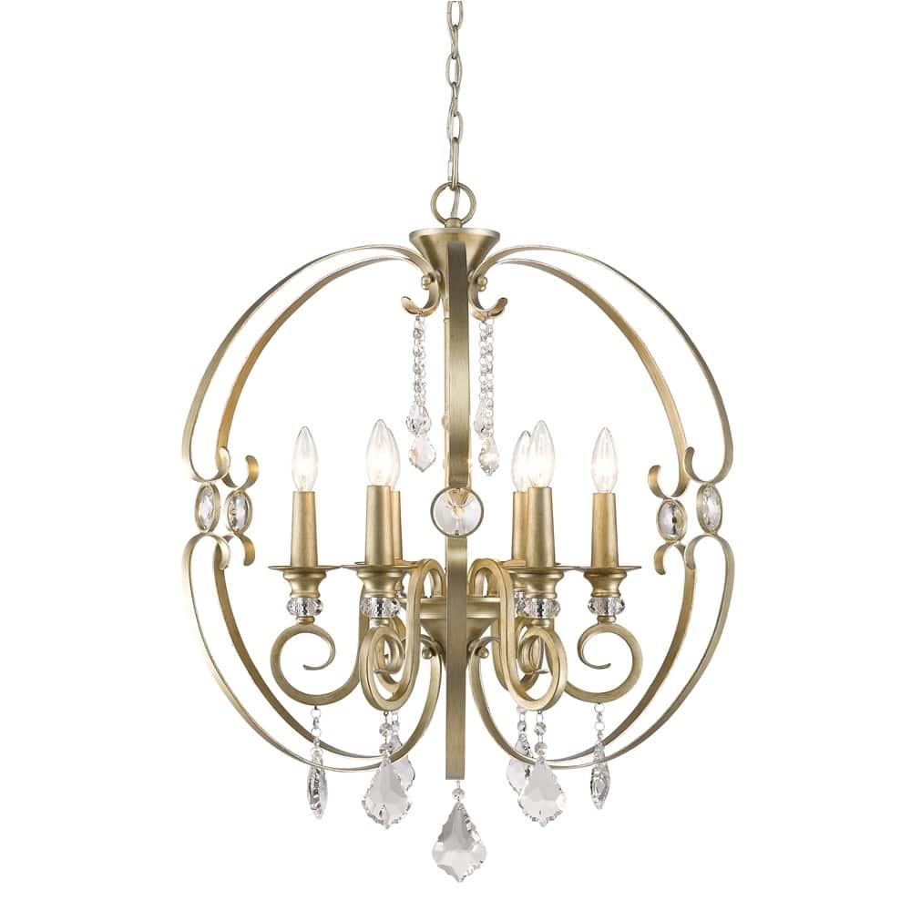Golden Lighting Ella Bronze/White Gold-tone Steel 6-light Chandelier