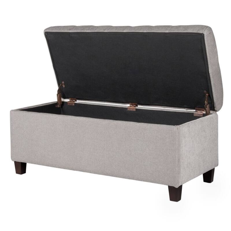 Copper Grove Muir Button Tufted Storage Bench Silver Ash