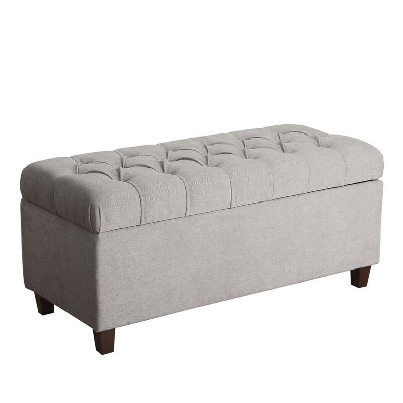 Copper Grove Muir Button Tufted Storage Bench Silver Ash