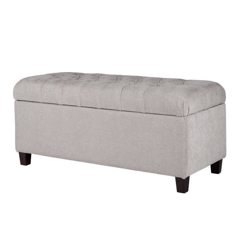 Copper Grove Muir Button Tufted Storage Bench Silver Ash