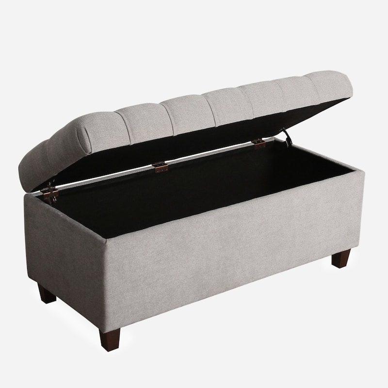 Copper Grove Muir Button Tufted Storage Bench Silver Ash