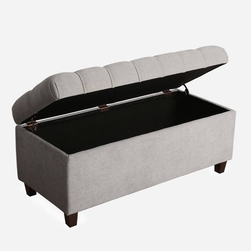 Copper Grove Muir Button Tufted Storage Bench Silver Ash