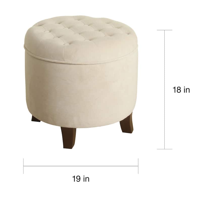 Carson Carrington Harv Eggshell Velvet Round Storage Ottoman