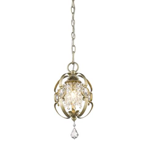 Golden Lighting Ella Brushed Etruscan Bronze Finish Steel Mini Pendant Light Fixture - Pewter