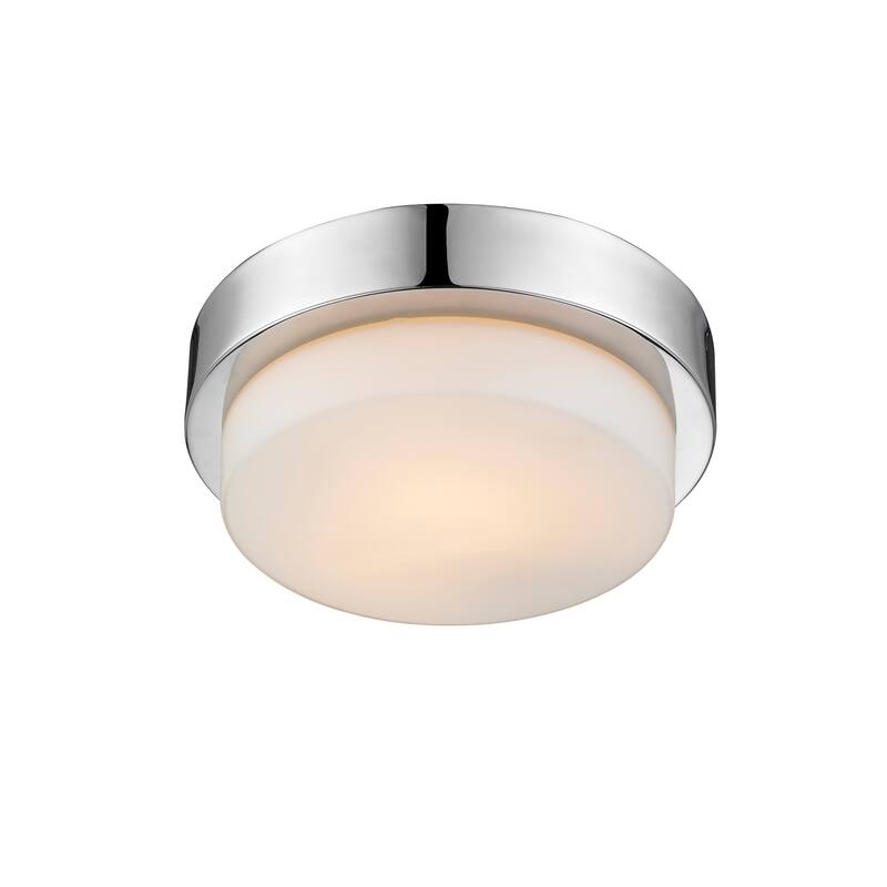 Golden Lighting #1270-09 CH Multifamily Polished-chrome-finished Steel and Opal Glass Flush-mount Light Fixture - Silver