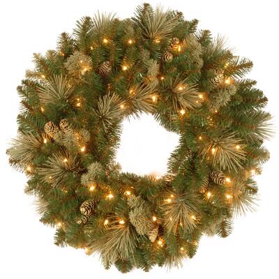 30-inch Carolina Pine Wreath with Clear Lights
