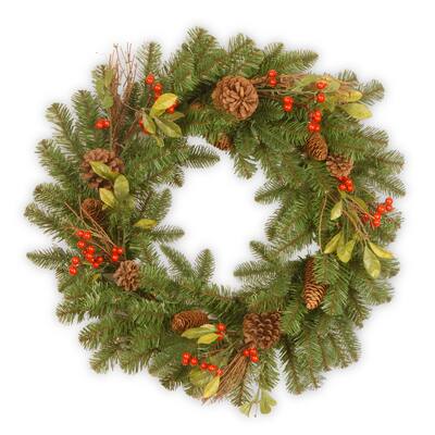 Decorative Collection 24-inch Artificial Berry Leaf Wreath