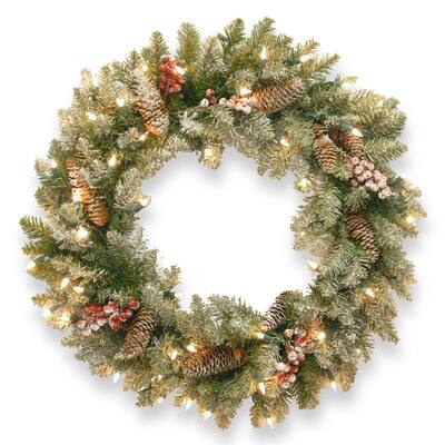 Dunhill Fir 30-inch Wreath with Clear Lights
