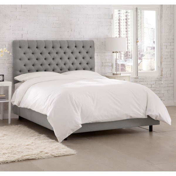 Shop Skyline Furniture Linen Grey Tufted Bed - On Sale - Free Shipping ...
