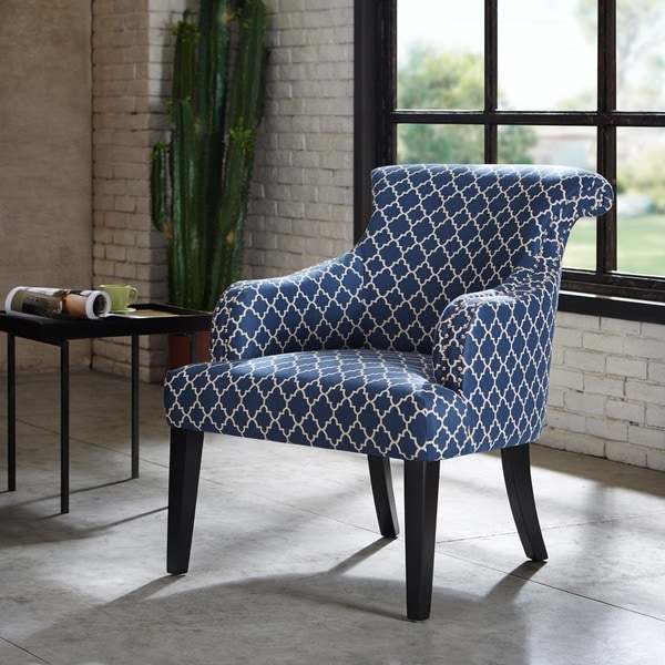 navy print accent chair