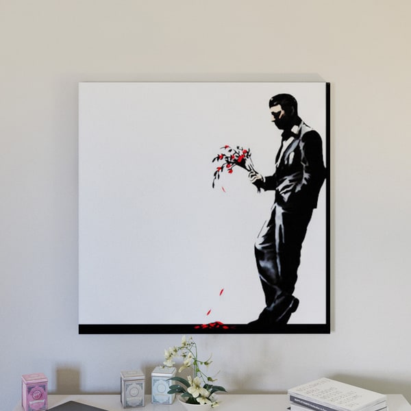 Carbon Loft Waiting in Vain at the Door of the Club #2 by Banksy Canvas Print