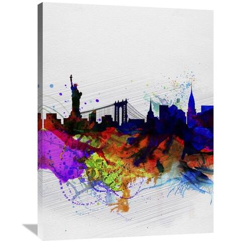 Naxart Studio 'New York Watercolor Skyline 1' Stretched Canvas Wall Art