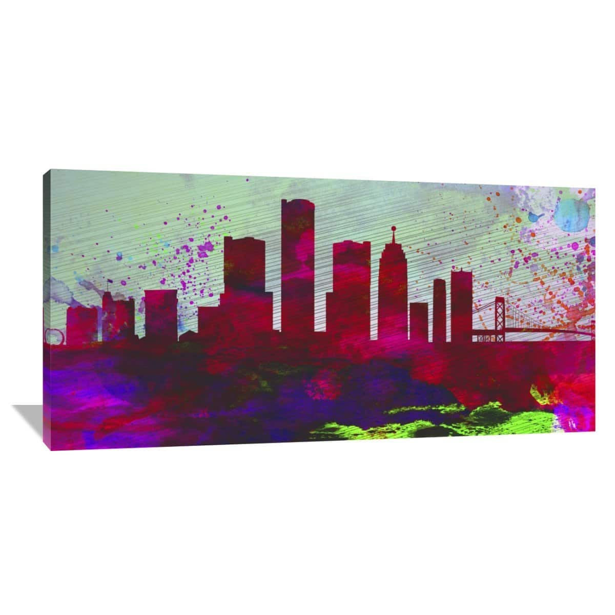 Naxart Studio 'Detroit City Skyline' Stretched Canvas Wall Art - Bed ...