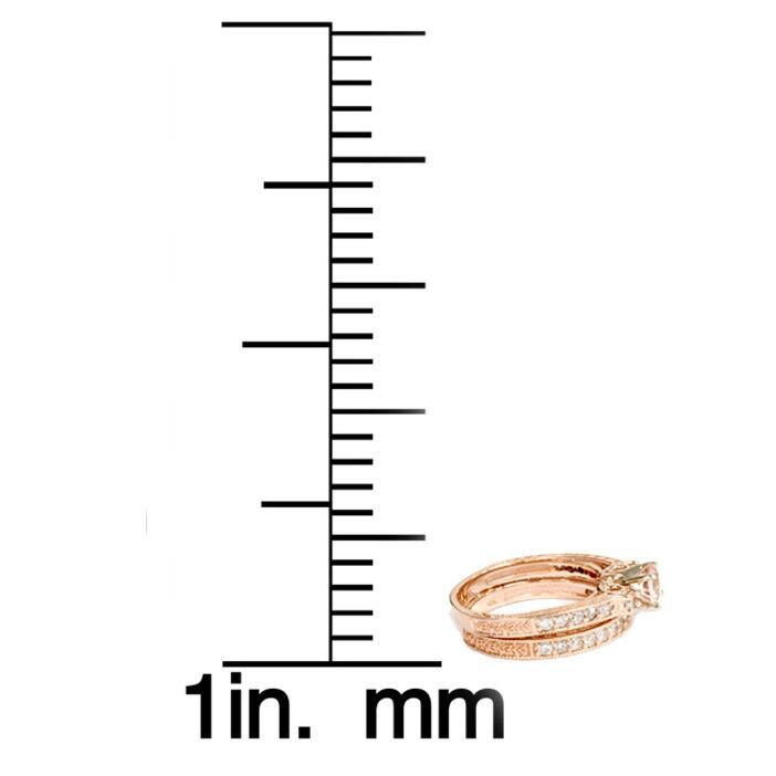 14K Rose Gold 2 CT TW Vintage Diamond & Morganite Engagement Wedding Ring Set (I-J,I2-I3)