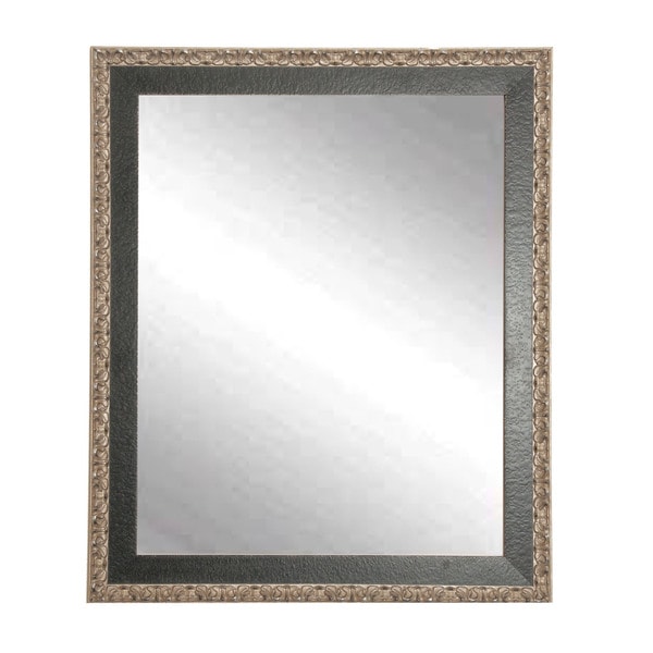 Multi Size BrandtWorks Noble Black and Pewter Finish Wood Frame Wall Mirror - Black/Silver