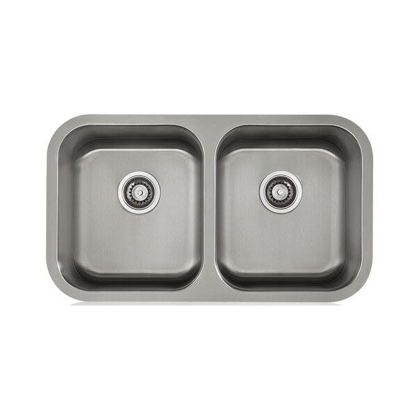 Kbf More Satin 18 Gauge Stainless Steel Double Bowl Sink