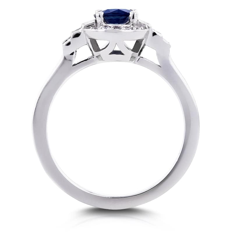 Annello by Kobelli 14k White Gold 7/8ct TCW Sapphire and Diamond Semi-Halo Ring