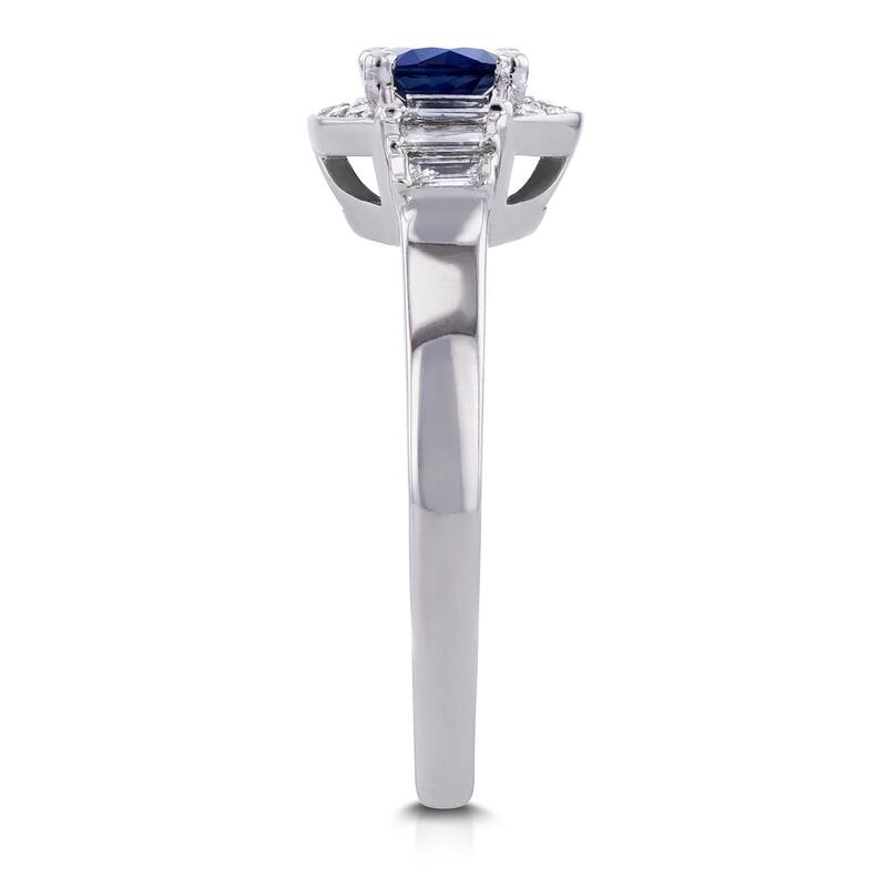 Annello by Kobelli 14k White Gold 7/8ct TCW Sapphire and Diamond Semi-Halo Ring