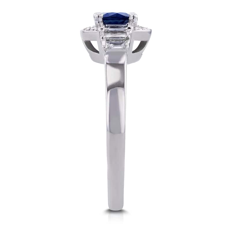 Annello by Kobelli 14k White Gold 7/8ct TCW Sapphire and Diamond Semi-Halo Ring