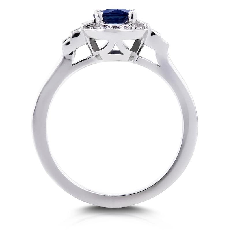 Annello by Kobelli 14k White Gold 7/8ct TCW Sapphire and Diamond Semi-Halo Ring