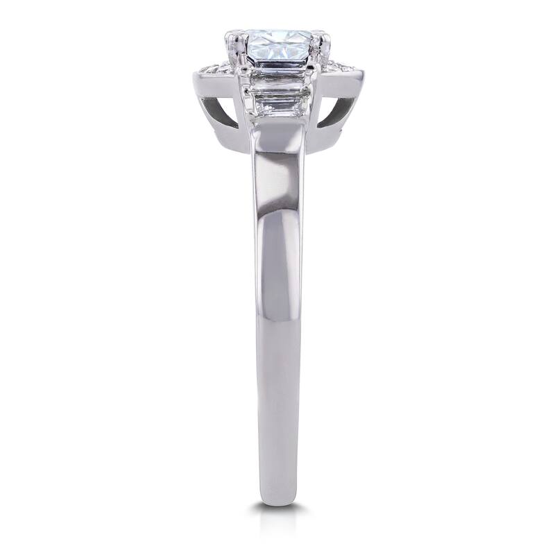 Annello by Kobelli 14k White Gold 4/5ct TDW Round and Baguette Diamond Symmetric Semi-Halo Ring