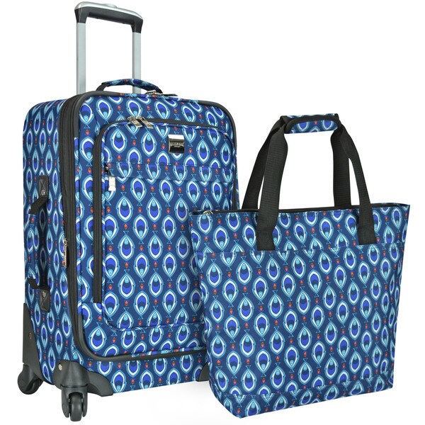 U.S. Traveler Langford Peacock-print 2-piece Carry-on Spinner Luggage Set