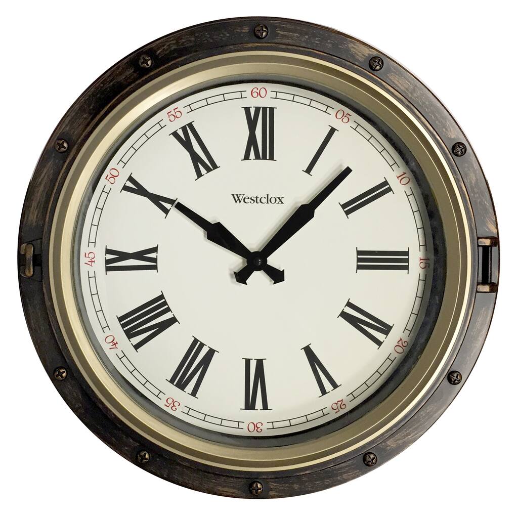 Westclox Two-Tone 15.75-inch Round Porthole Wall Clock