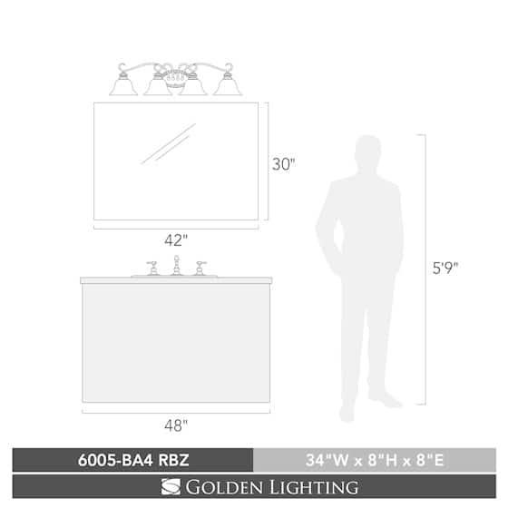 Golden Lighting Lancaster Rubbed Bronze Finish Steel 4-light Bathroom Vanity Fixture