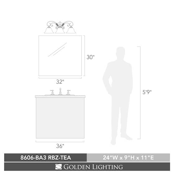 Golden Lighting Homestead Brown Steel 3-light Bath Vanity